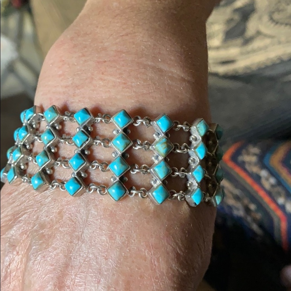 Sterling Silver turquoise stone vintage bracelet - Picture 7 of 8